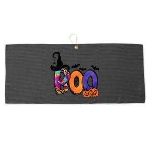 Boo Halloween Costume Spiders Ghosts Pumkin & Witch Hat Large Microfiber Waffle Golf Towel