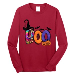 Boo Halloween Costume Spiders Ghosts Pumkin & Witch Hat Long Sleeve Shirt