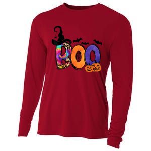 Boo Halloween Costume Spiders Ghosts Pumkin & Witch Hat Cooling Performance Long Sleeve Crew