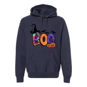 Boo Halloween Costume Spiders Ghosts Pumkin & Witch Hat Premium Hoodie