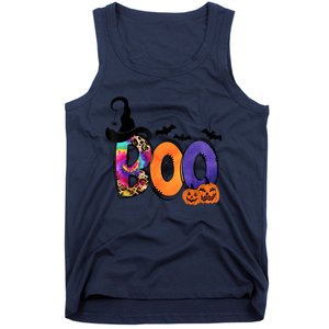 Boo Halloween Costume Spiders Ghosts Pumkin & Witch Hat Tank Top