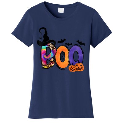 Boo Halloween Costume Spiders Ghosts Pumkin & Witch Hat Women's T-Shirt