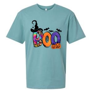 Boo Halloween Costume Spiders Ghosts Pumkin & Witch Hat Sueded Cloud Jersey T-Shirt