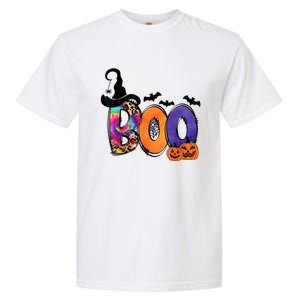 Boo Halloween Costume Spiders Ghosts Pumkin & Witch Hat Garment-Dyed Heavyweight T-Shirt