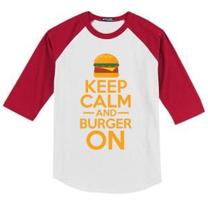 Burger Hamburger Cheeseburger Keep Calm And Burger On Gift Kids Colorblock Raglan Jersey