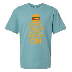 Burger Hamburger Cheeseburger Keep Calm And Burger On Gift Sueded Cloud Jersey T-Shirt