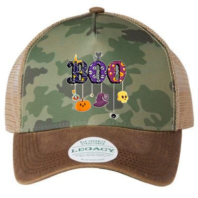Boo Halloween Costume Spiders Ghosts Pumkin & Witch Hat Legacy Tie Dye Trucker Hat