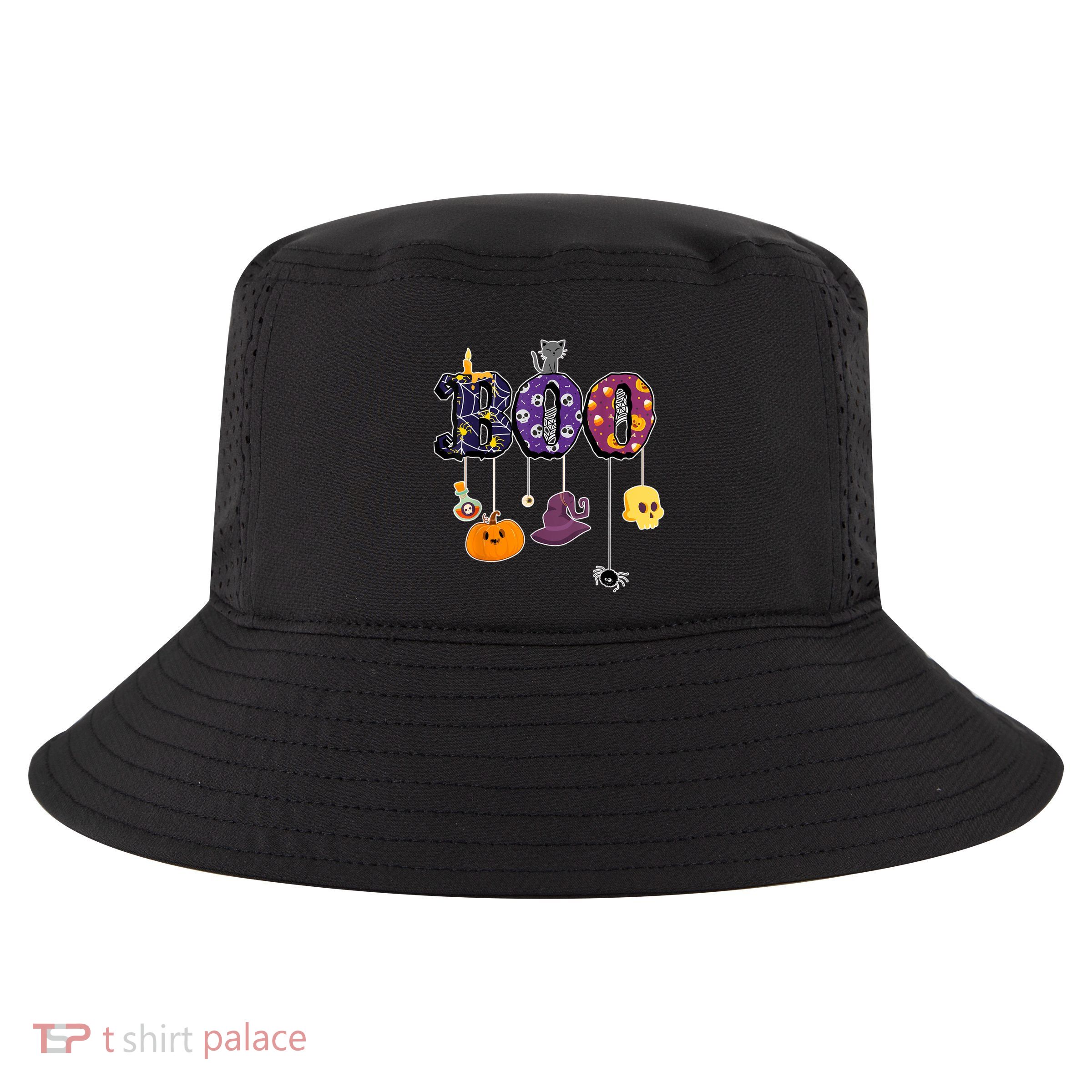 Boo Halloween Costume Spiders Ghosts Pumkin & Witch Hat Cool Comfort Performance Bucket Hat