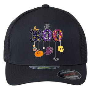 Boo Halloween Costume Spiders Ghosts Pumkin & Witch Hat Flexfit Unipanel Trucker Cap