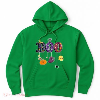 Boo Halloween Costume Spiders Ghosts Pumkin & Witch Hat Hoodie