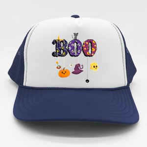 Boo Halloween Costume Spiders Ghosts Pumkin & Witch Hat Trucker Hat