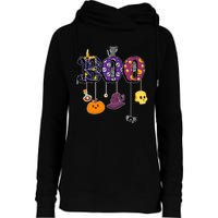 Boo Halloween Costume Spiders Ghosts Pumkin & Witch Hat Womens Funnel Neck Pullover Hood