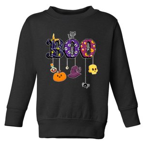 Boo Halloween Costume Spiders Ghosts Pumkin & Witch Hat Toddler Sweatshirt