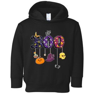 Boo Halloween Costume Spiders Ghosts Pumkin & Witch Hat Toddler Hoodie