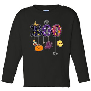 Boo Halloween Costume Spiders Ghosts Pumkin & Witch Hat Toddler Long Sleeve Shirt