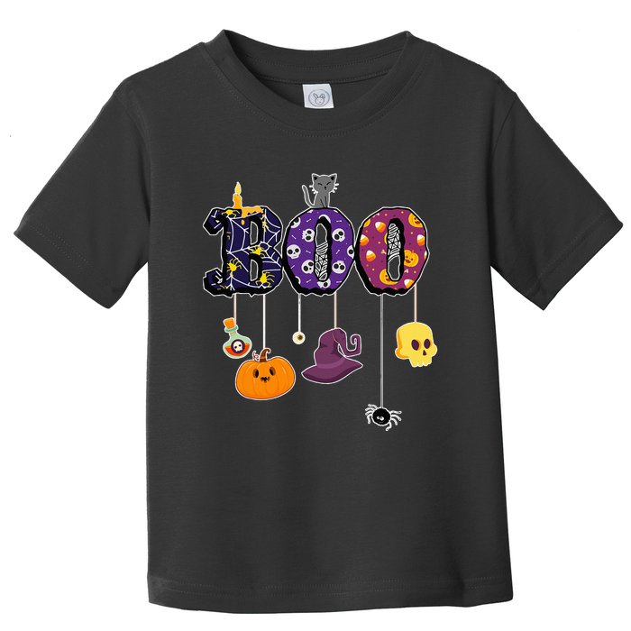 Boo Halloween Costume Spiders Ghosts Pumkin & Witch Hat Toddler T-Shirt