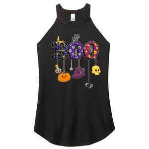 Boo Halloween Costume Spiders Ghosts Pumkin & Witch Hat Women's Perfect Tri Rocker Tank