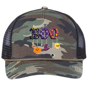 Boo Halloween Costume Spiders Ghosts Pumkin & Witch Hat Retro Rope Trucker Hat Cap