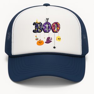 Boo Halloween Costume Spiders Ghosts Pumkin & Witch Hat Trucker Hat