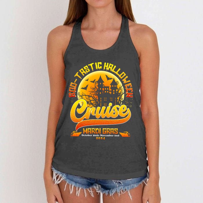 Bootastic Halloween Cruise Mardi Gras Women's Knotted Racerback Tank