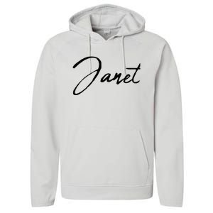 Beautiful Handwritten Calligraphy Janet Performance Fleece Hoodie