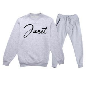 Beautiful Handwritten Calligraphy Janet Premium Crewneck Sweatsuit Set