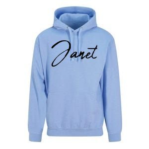 Beautiful Handwritten Calligraphy Janet Unisex Surf Hoodie