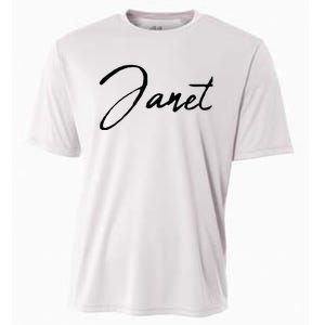 Beautiful Handwritten Calligraphy Janet Cooling Performance Crew T-Shirt