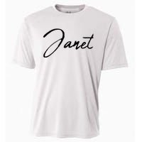 Beautiful Handwritten Calligraphy Janet Cooling Performance Crew T-Shirt