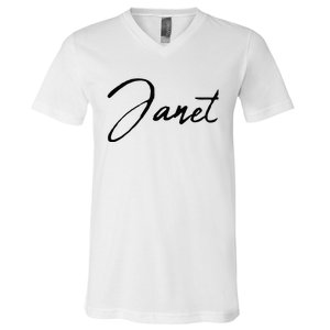 Beautiful Handwritten Calligraphy Janet V-Neck T-Shirt