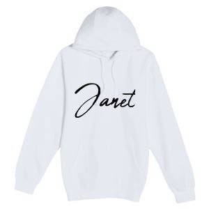 Beautiful Handwritten Calligraphy Janet Premium Pullover Hoodie