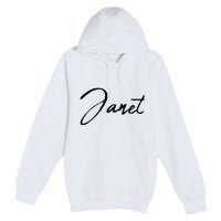 Beautiful Handwritten Calligraphy Janet Premium Pullover Hoodie