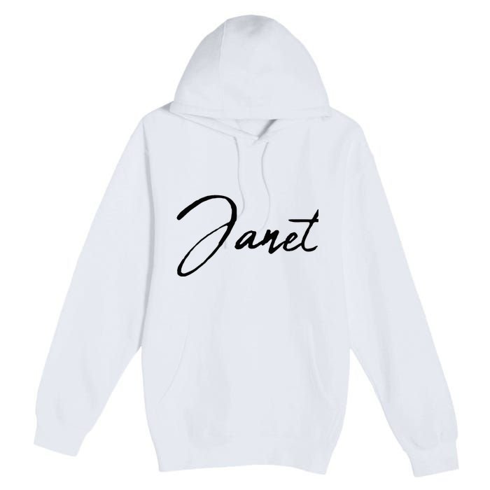 Beautiful Handwritten Calligraphy Janet Premium Pullover Hoodie