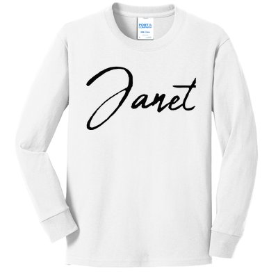 Beautiful Handwritten Calligraphy Janet Kids Long Sleeve Shirt