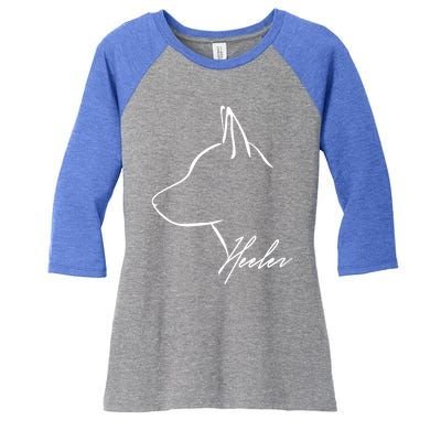 Blue Heeler Cattle Dog Profile Dog Mom Gift Present Cool Gift Women's Tri-Blend 3/4-Sleeve Raglan Shirt