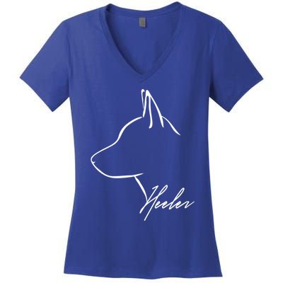 Blue Heeler Cattle Dog Profile Dog Mom Gift Present Cool Gift Women's V-Neck T-Shirt