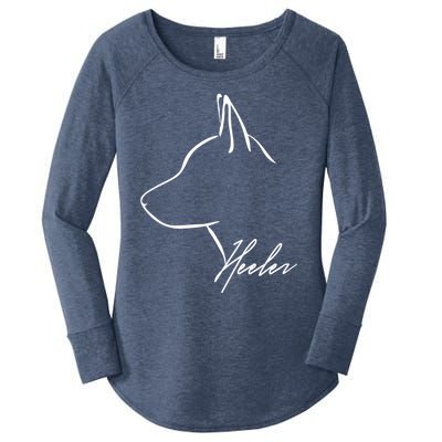 Blue Heeler Cattle Dog Profile Dog Mom Gift Present Cool Gift Women's Perfect Tri Tunic Long Sleeve Shirt