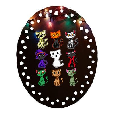 Boo Halloween Cute Black Cat Lover Ceramic Oval Ornament