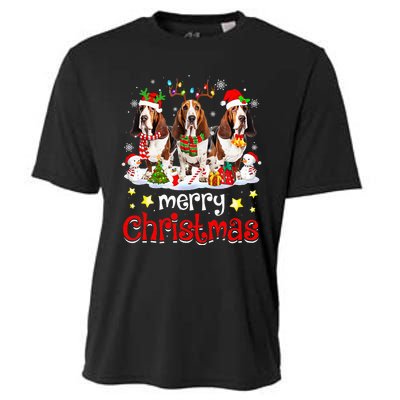 Basset Hound Christmas With Decorations Xmas Cooling Performance Crew T-Shirt