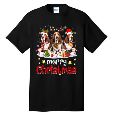 Basset Hound Christmas With Decorations Xmas Tall T-Shirt