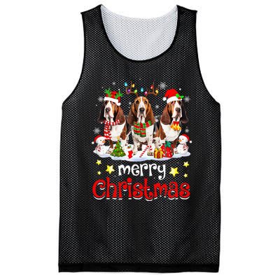 Basset Hound Christmas With Decorations Xmas Mesh Reversible Basketball Jersey Tank