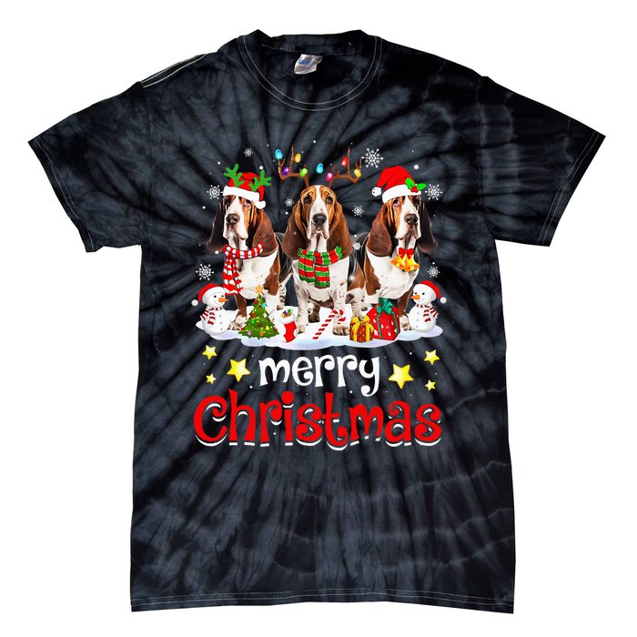 Basset Hound Christmas With Decorations Xmas Tie-Dye T-Shirt