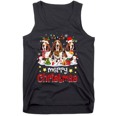 Basset Hound Christmas With Decorations Xmas Tank Top