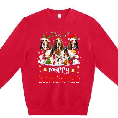 Basset Hound Christmas With Decorations Xmas Premium Crewneck Sweatshirt