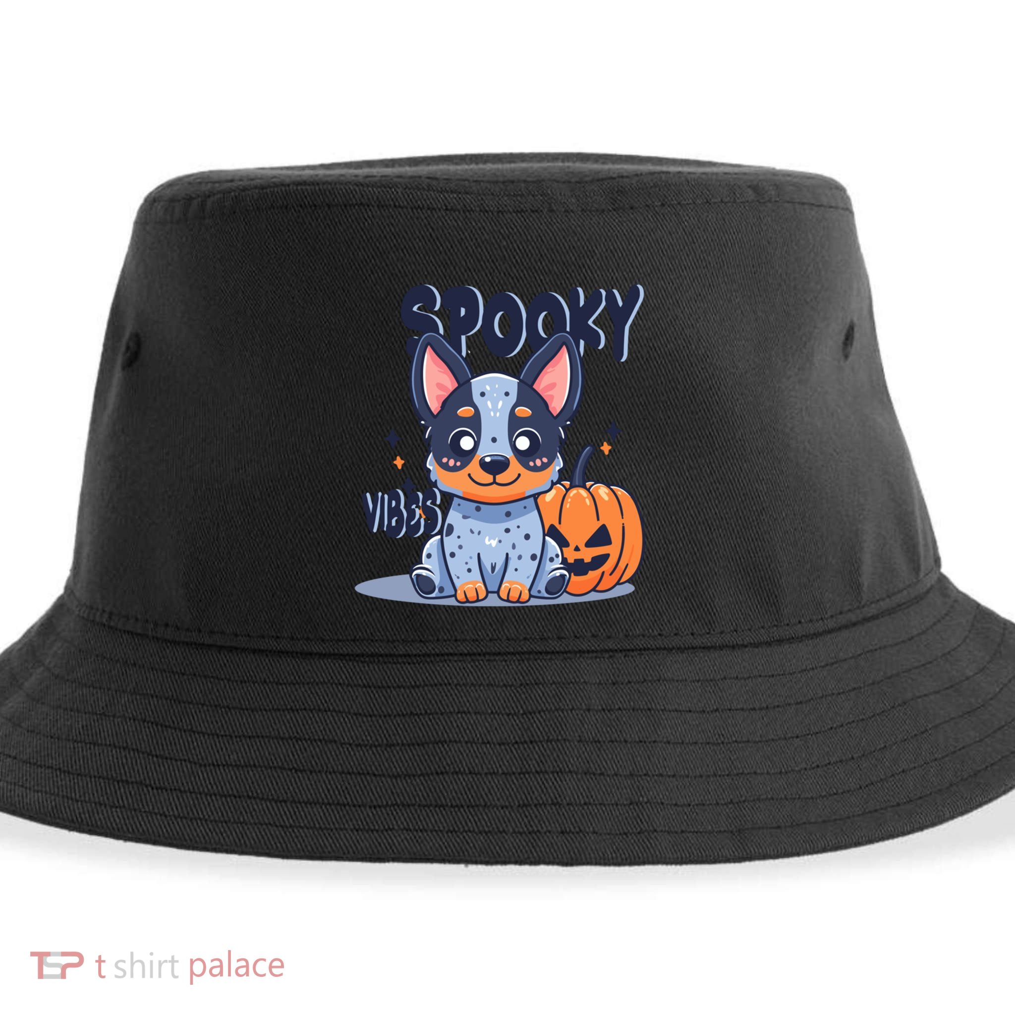 Blue Heeler Cattle Dog Halloween Pumpkin Spooky Vibes Gift Sustainable Bucket Hat