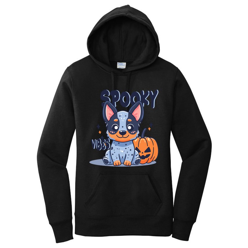 Blue Heeler Cattle Dog Halloween Pumpkin Spooky Vibes Gift Women's Pullover Hoodie