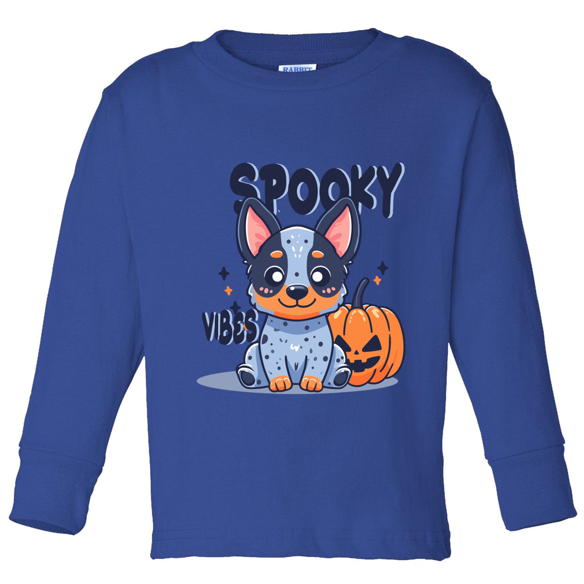 Blue Heeler Cattle Dog Halloween Pumpkin Spooky Vibes Gift Toddler Long Sleeve Shirt