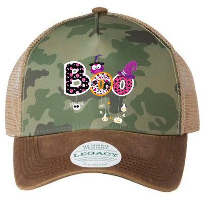 Boo Halloween Costume Spiders Ghosts Pumkin & Witch Hat Legacy Tie Dye Trucker Hat