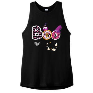 Boo Halloween Costume Spiders Ghosts Pumkin & Witch Hat Ladies PosiCharge Tri-Blend Wicking Tank