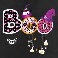 Boo Halloween Costume Spiders Ghosts Pumkin & Witch Hat 7 Panel Mesh Trucker Snapback Hat